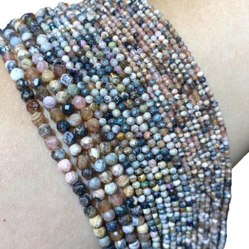 Fine 100% Natural Stone AR Rhodochrosite Faceted Gemstone Round Spacer Beads For Jewelry Making DIY Bracelet Necklace 2/3/4MM