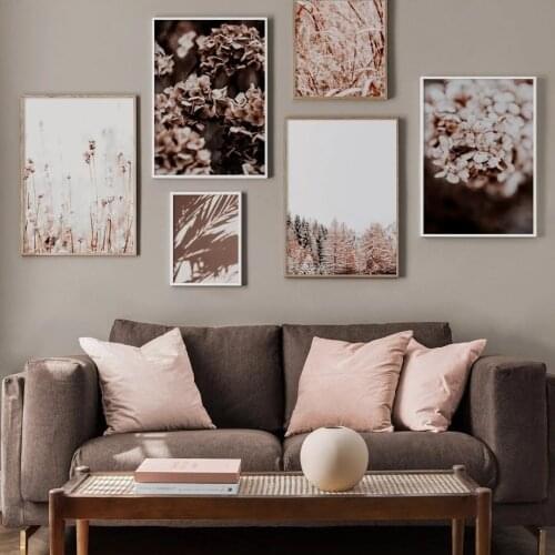Flower Leaf Plant Forest Landscape Poster Farm Wheat Dune Nordic Prints Wall Art Canvas Painting Wall Pictures Living Room Decor