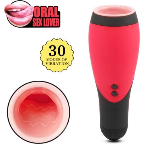 Erotic 30 Modes Pocket Pussy Vibrator Blowjob Male Masturbator Vagina Deep Throat Oral Masturbation Cup Adult Sex Toys for Men