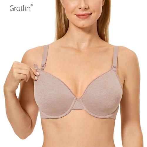 Gratlin Womens Plus Size Maternity Nursing Bra for Breastfeeding Full Coverage Lightly Padded Underwire Pregnant Clothes