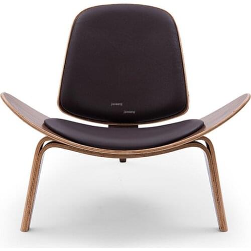 Hans Wegner Style Three-Legged Shell Chair Ash Plywood Fabric Upholstery Living Room Chair Furniture Modern Lounge Shell Chair