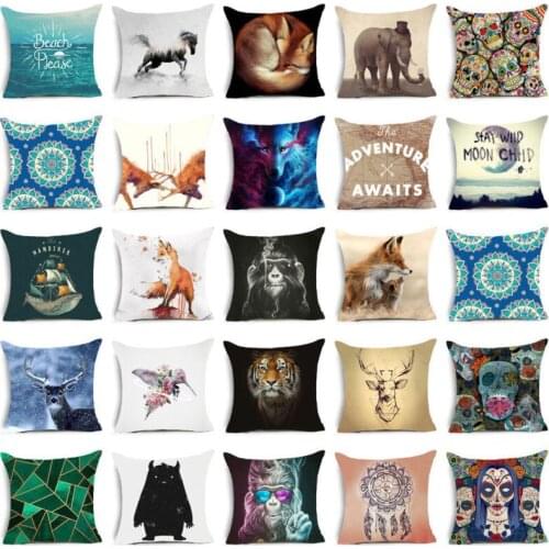 HGLEGYW Animals & Skull Cotton Linen Pillow Case Pillow Cover Cushion Case Home Throw Pillow Case Woodland Animal Baby