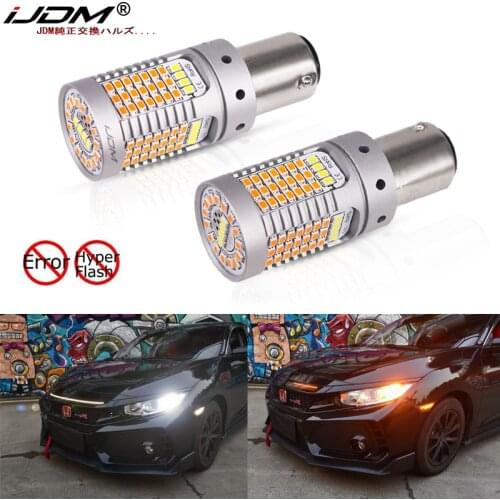 IJDM No Hyper Flash Canbus White/Amber High Power 1157 Switchback P21/5W BAY15d LED Bulbs For Daytime Running/Turn Signal Light