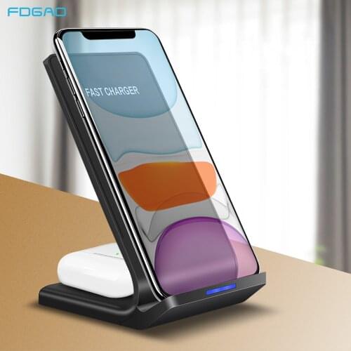 30W Qi Induction Wireless Charger Stand for iPhone 12 11 8 X XS Max XR Samsung S21 S20 S10 Note 20 Quick Chargers Phone Holder