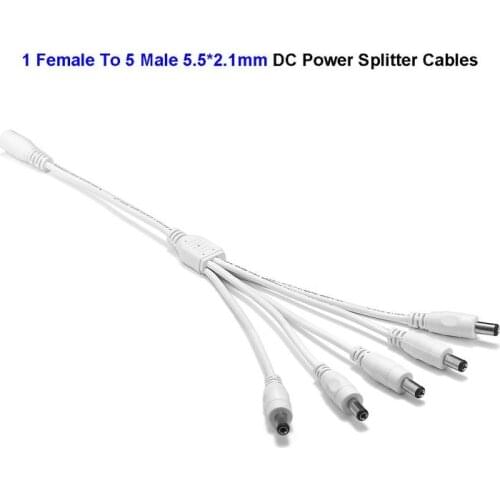 CCTV 1 To 3 Way DC Power Splitter Cable Female To Male 5.5 x 2.1mm Jack Connectors Power Adapter Splitter Wire For LED Strip