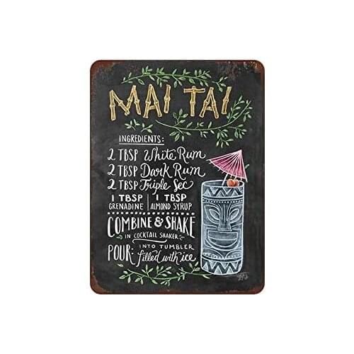 104 Kama Mai Tai Cocktail Metal Sign Plaque Metal AOLINGSHI Pub Tin Sign Wall Decor for Bar Pub Club Man Cave