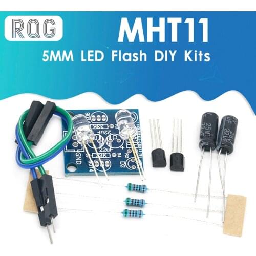 MHT11 Simple 5MM LED Flash DIY Kits DC 3V-14V Circuit Electronics Suite 1.6mm Parts for Arduino Blinking Flashing Kit