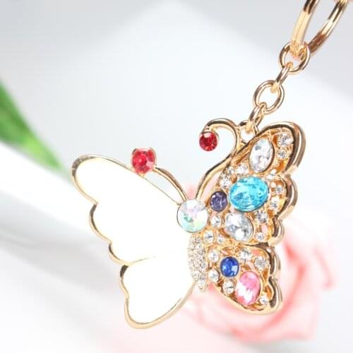 Shell Butterfly Cute Crystal Charm Purse Handbag Car Key Keyring Keychain Party Wedding Birthday Gift
