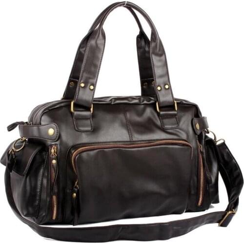 New Fashion Multifunction Mens PU leather Travel Bags Brand Waterproof Vintage Men Messenger Bags High Quality Shoulder Bags