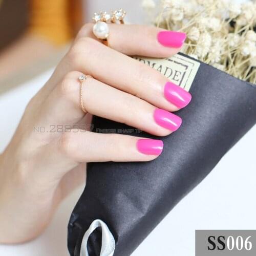 Fashion 24pcs false nails light rose colour candy short paragraph round square head comfortable multicolor all wrapped SS006