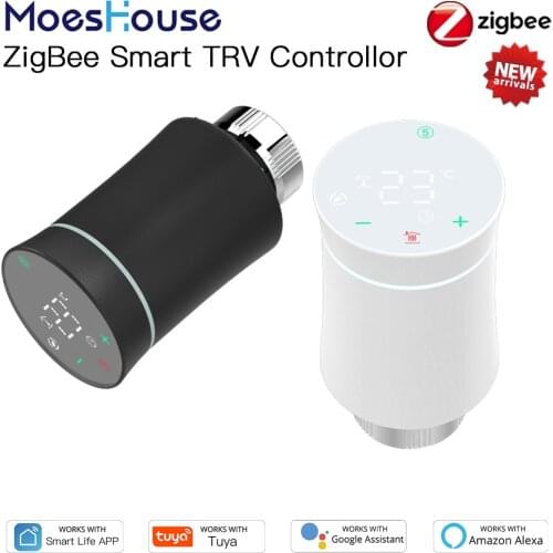 MoesHouse TRV ZigBee 3.0 Tuya New Radiator Actuator Valve Smart Programmable Thermostat Temperature Heater Alexa Voice Control