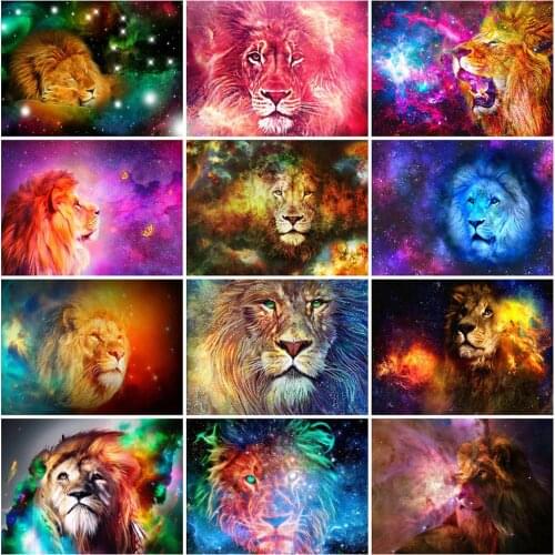 MomoArt 5D DIY Diamond Painting Lion Full Square Round Diamond Embroidery Animal Diamond Mosaic Full Layout Home Decor Gift