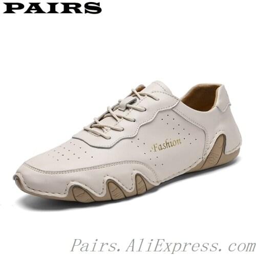 Men Shoes Genuine Split Leather Shoes for Man Casual Driving Hook Shoes Soft Bottom Fashion Flat Espadrilles Mocassin Homme