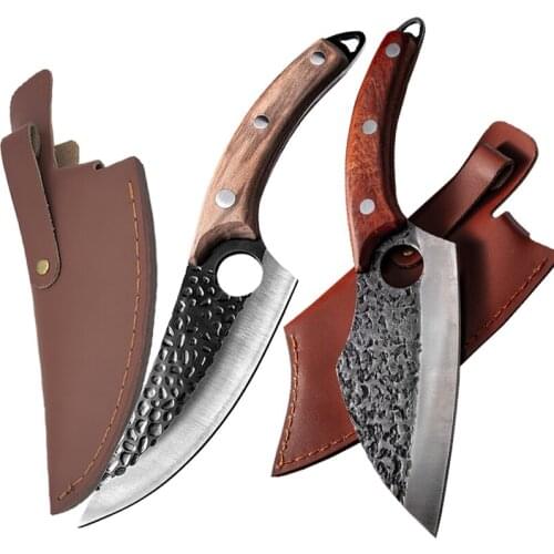 Stainless Steel Knife Set Chef Butcher Boning Knife With Solid Wood Handle Kitchen Cutting Camping Cooking Tools & Cover Case