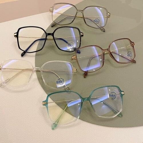 Seemfly Women Blue Light Blocking Glasses Frame Men Metal Large Frame Flat Lens Computer Antifatigue Eyewear Retro Goggles Brand