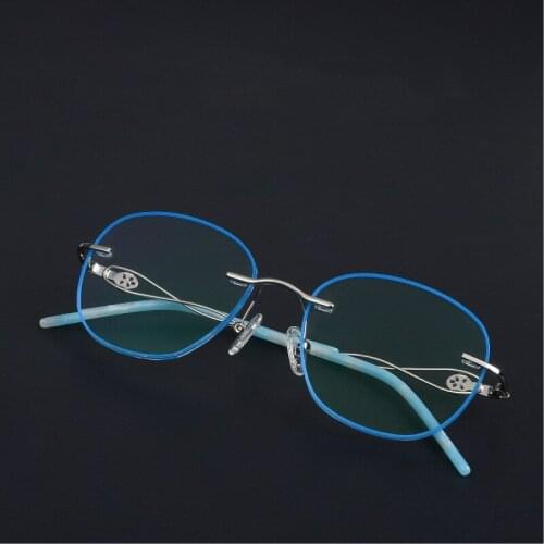 Retro Frameless Womens Diamond Cutting Border Blu-ray Invisible Screws Glases Women Designer Glasses Eyeglass Frames