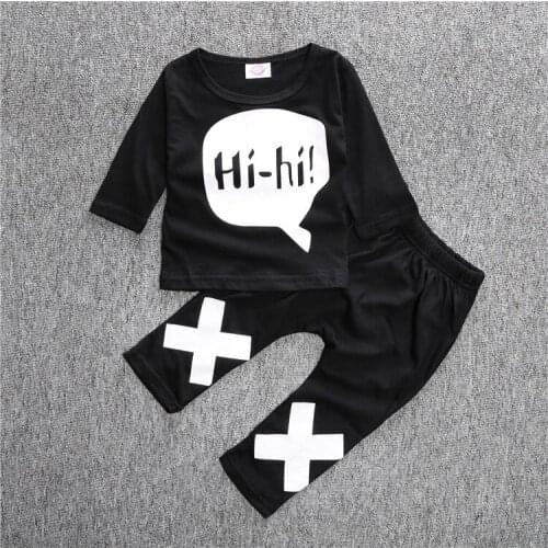 2020 Autumn Baby Babe clothing sets infant long-sleeved letter cotton T-shirt & pants -SAY Hi Babe