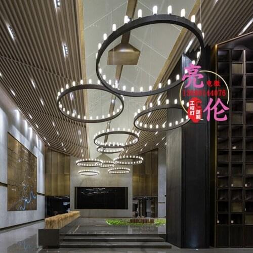 Hotel restaurant banquet hall lamps custom luxury hotel private room black lobby new Chinese project large chandelier