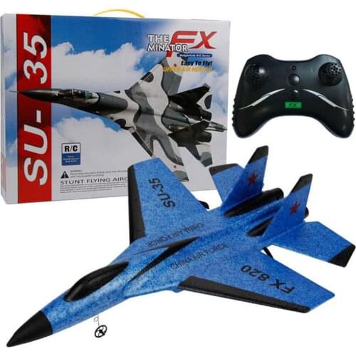 FX820 RC Plane Toys EPP Foam Electric 2 CH Remote Control SU-35 Tail Pusher Quadcopter Glider Aircraft Model For Children
