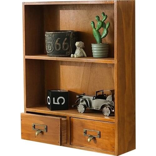 Adjustable and hanging wooden drawer-type desktop sundries sorting box easy to use wooden solid wood tea storage cabinet