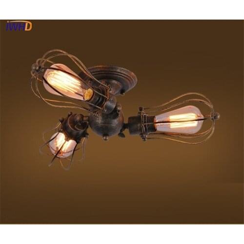 Retro Edison Loft Style Industrial Ceiling Lamps Antique Iron Cage Vintage Ceiling Light Fixtures Indoor Lighting Lamparas