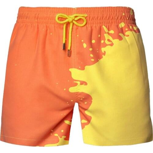 Men Color Changing Swim Shorts Water Discoloration Swimming Trunks Summer Sport Surfing Beach Pants Beachwear Board Shorts Y4