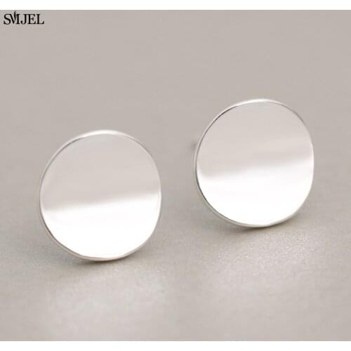 SMJEL New Fashion Circle Earrings Shiny Geometric Round Stud Earrings for Women Party Gifts 10pcs-CS118