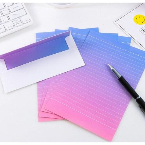 Creative Graduated Color Writing Paper Envelopes Stationery Sets-16 Sheets Letter Paper With 8 Pcs Envelopes Writing Stationery