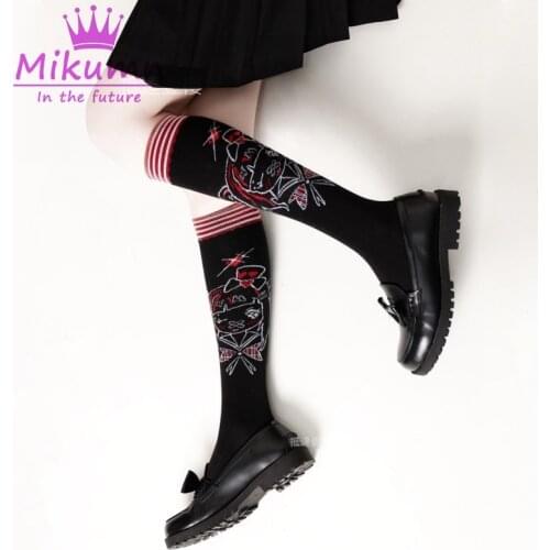 Streetwear Harajuku Gothic Punk Girls Cotton Knitted Socks Women Lolita