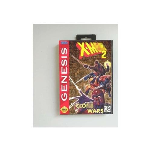 X-Mens 2 Clone Game Wars - USA Cover With Retail Box 16 Bit MD Game Card for Sega Megadrive Genesis Video Game Console