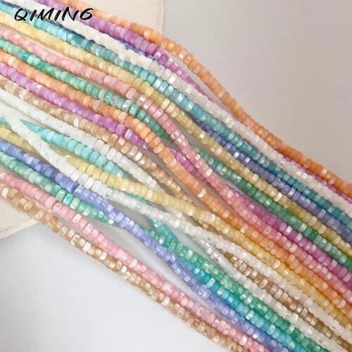 4x2mm Natural Shell Pearl Beads Heishi Beads Glitter Dyed Pearl Beads Spacer Beads DIY Bracelet Necklace