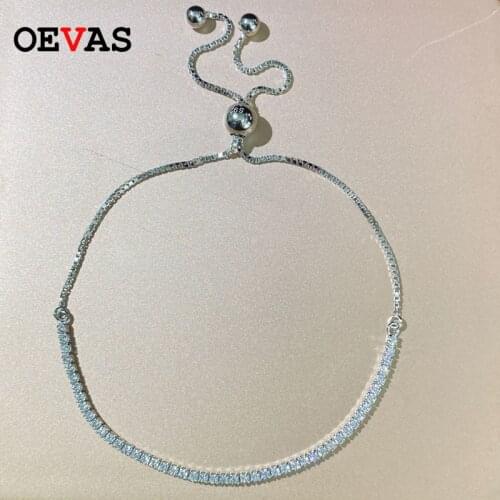 OEVAS 100% 925 Sterling Silver 1.5mm High Carbon Diamond Bracelets For Women Girls Anniversary Gift Sparkling Party Fine Jewelry