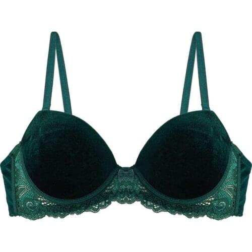 LOOK FOR YOUR WONDERFUL NIGHTS WITH ITS STUNNING WOMENS ELEGANT LINGERIE Attractive Support Velvet Bra Green FREE SHIPPING