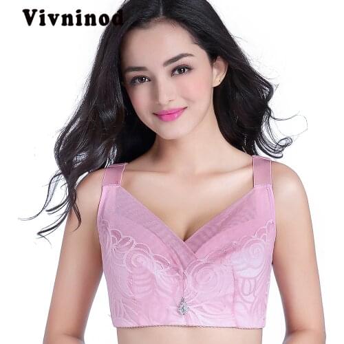 Plus Size Vest Bra No Wire Lace Brassiere with Mesh Wide Strap Soft Women Lingerie C D E F Cup 38 to 50 Plus Size Lace Lingerie