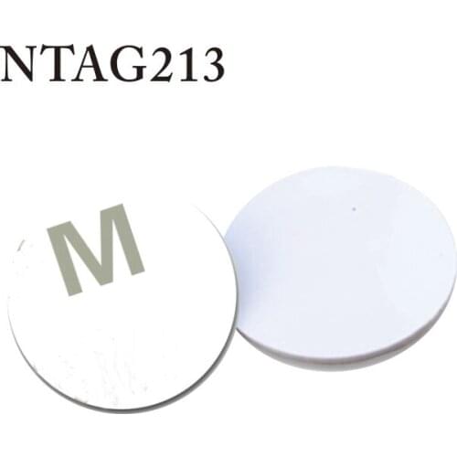 10PCS 25mm 13.56Mhz NFC 3M Sticker Adhesive Coin Cards Tags NFC 213 PVC Waterproof For All NFC Phones