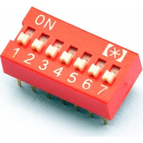 100 pcs/lot ) 7 Way DIP Switch, 7 Position 14 pin PCB Mountable