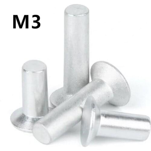 200PCS M3x4/5/6/8/10/12/16/20mm GB869 Countersunk Head Rivets Aluminum Solid Rivet