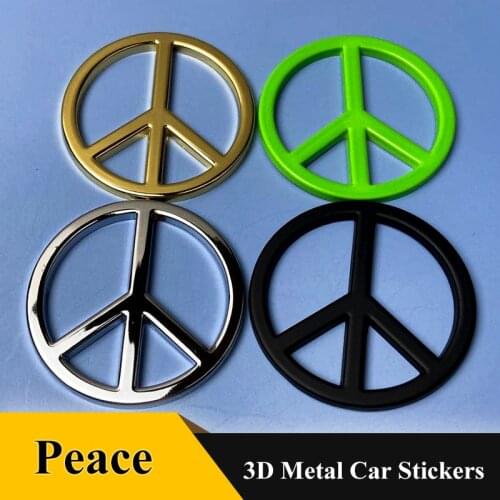 1pcs 3D Sticker Metal Against War Love Peace badge Emblem Car Sticker Rear Truck Sticker Car styling Auto Accessories