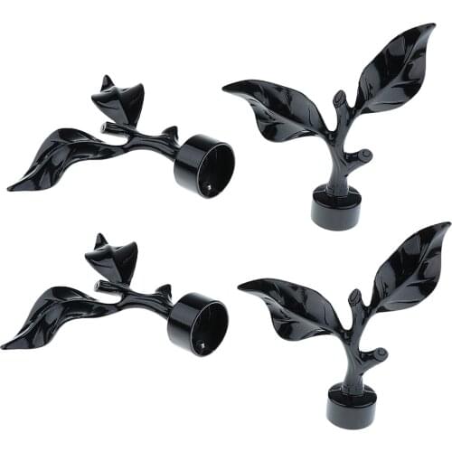 4PCS 28m Curtain Panel Rod End Cap Finial Head For Home Window Decor Black