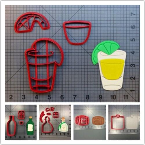 Drinks shape Alcohol Tequila Rum bottle Whiskey barrel flask bloody mary fondant cake decorating cutters cookie mold