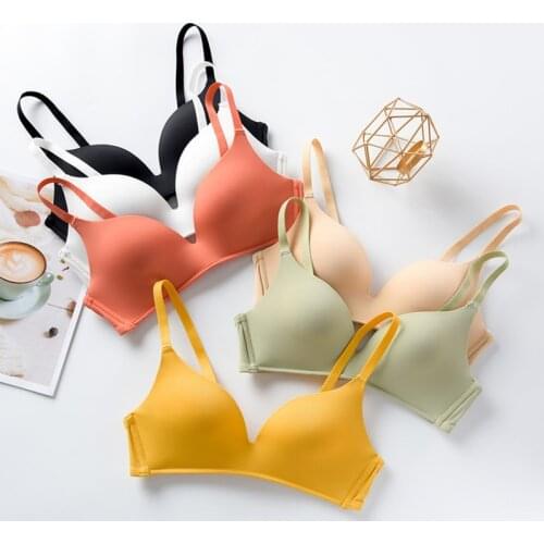 Wasteheart New Women Fashion Yellow Skin Green Wireless Sexy Bras One-Piece Bras Bralette Underwear Seamless Female Bras A B