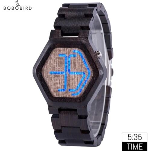 Relogio masculino BOBO BIRD Digital Watch Men Night Vision Bamboo Watch Mini LED Watches Unique Time Display Gifts Dropshipping