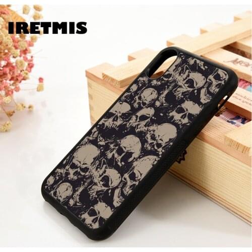 Iretmis 5 5S SE 6 6S TPU Silicone Rubber Phone Case Cover for iPhone 7 8 Plus X Xs 11 12 MINI Pro Max XR Skull Pattern