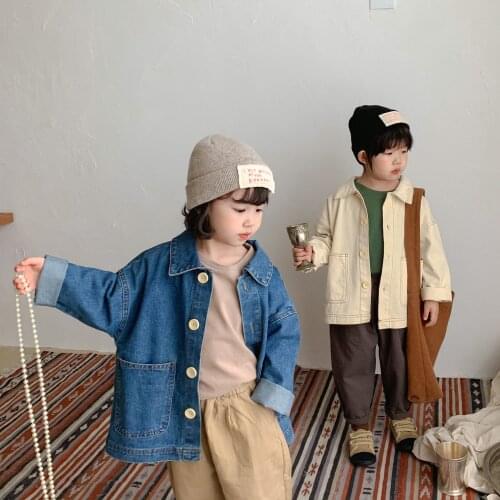 Childrens jeans jacket spring and autumn 2021 new mens and womens childrens wear Korean loose baby jacket cardigan