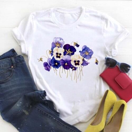 Wild Plant Clothes Ladies Short Sleeve Kawaii Tees Top Graphic Printed Tshirt Female T-shirt