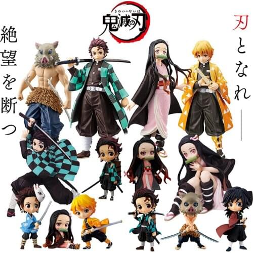 Anime Demon Slayer Kimetsu No Yaiba Figure Kamado Tanjirou Nezuko Action Figures Pvc Zenitsu Figurine Inosuke Model Doll Toys