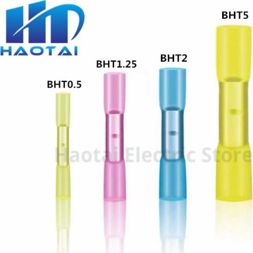 10/20/25/50PCS Heat Shrink Terminal Insulated Butt Electrical Splice Wire Connectors Cable Crimp Terminal Connector AWG 22-10