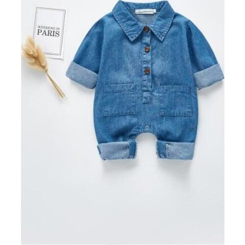 Baby Romper Newborn Baby Clothes Baby Boy Romper Spring Soft Denim Infant Baby Jumpsuit Overalls Long Sleeve Baby Girl Romper