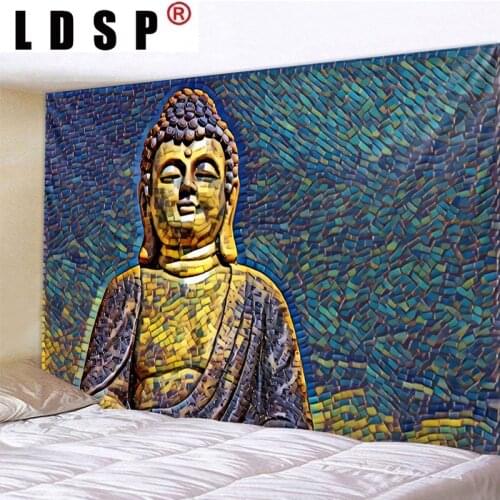 LDSP Buddha Statue Digital Printed Tapestry Wall Hanging Wall Covering Rugs Background Cloth Beach Mat Blanket Home Decor