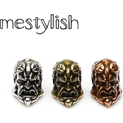 Mestylish New Design Retro Antique Copper Hellboy Head Charms Spacer Beads Fit DIY Making Jewelry Bracelet Necklace Pulseira